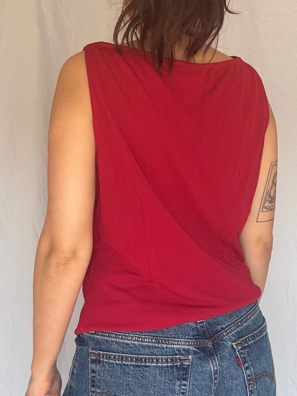 Women's Red Cowl Neck Sleeveless Camisole - Picture 3 of 7